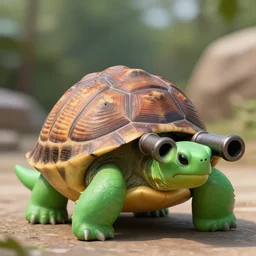 real life blastoise, realistic, animal photography, photoshop image manipulation, unstylized, animal photography, turtoise, turtle with cannons