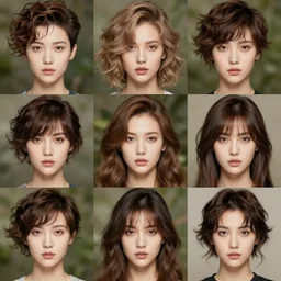 collage of various women's hairstyles, highly detailed, photorealistic, face symmetry, studio lighting, random nature background, digital art by wlop, artgerm, artstation, 8 k