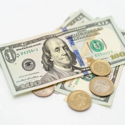 money. dollar bills, coins, USD, 8k photography