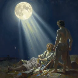 a messy painting of moonbeams, digital painting, artstation, smooth, dynamic lighting, art by delphin enjolras and alphonse mucha