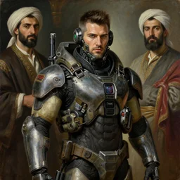 Cpt. Price, Call of Duty, USN Assault commando wearing a military cyberpunk exo-suit (cyberpunk 2077, bladerunner 2049). gorgeous face. Iranian orientalist portrait by john william waterhouse and Edwin Longsden Long and Theodore Ralli and Nasreddine Dinet, oil on canvas. Cinematic, hyper realism, realistic proportions, dramatic lighting, high detail 4k