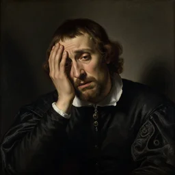 Mannerism painting portrait of a scared man. Sadness, fear, and anxiety, by Agnolo Bronzino