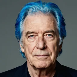 portrait of an old man with blue hair, photo by annie leibovitz