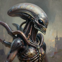 attractive alien xenomorph queen, close - up portrait, intricate, elegant, volumetric lighting, scenery, digital painting, highly detailed, artstation, sharp focus, illustration, concept art, gaston bussiere, ruan jia, steve mccurry
