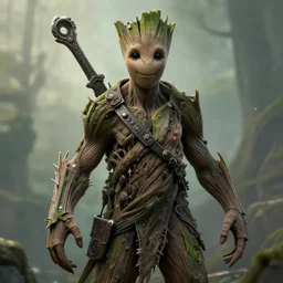 groot portrait as a dnd character fantasy art.