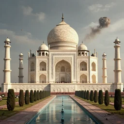 a realistic photo of taj mahal after the end of the world, octane render,