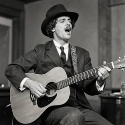 count orlok playing acoustic guitar and passionately singing the blues, 1 9 2 0 s, alabama
