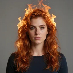 perfectly centered portrait, woman with burning hair, by anne stokes character concept, unreal engine, highly detailed, professional portrait photography, candid photography