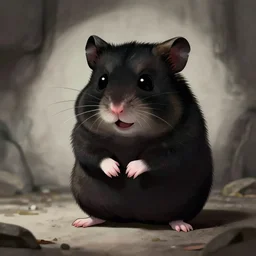 a very creepy smiling shadow hamster, black tar from his eyes, plotting against the humanity - 9