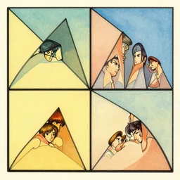 trapezoids. retro art by jean giraud. fibonacci. by brian froud, yoshitaka amano, kim keever, victo ngai