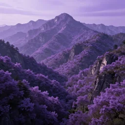 majestic mountains with lilac forests, deep dream, digital art, concept art, detailed, amazing back ground, art station, matte painting, 3 d 4 k