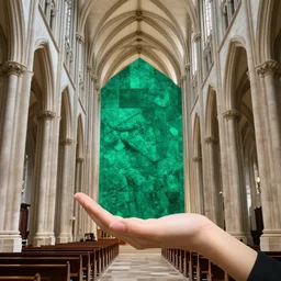 cathedral interior made out of emerald and hold