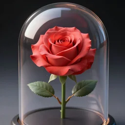 a hyper realistic rose underneath a glass dome, unreal engine