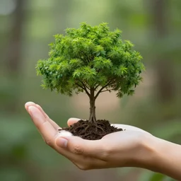 a handpalm with a tree growing on top of it