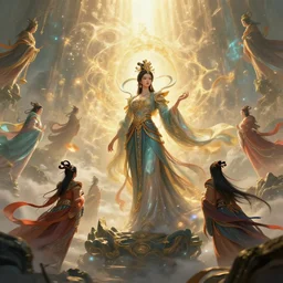 oriental mythology, chinese fairy style illustrations, ultra - wide field of view, film, fantasy, ray tracing