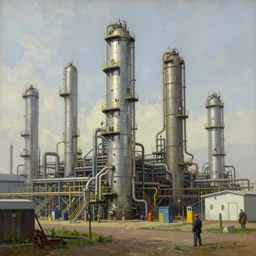 detailed cinematic wide shot of world technological refinery, ultra realistic, spring light, painting by gaston bussiere, craig mullins, j. c. leyendecker