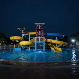 2 0 0 0 s waterpark empty liminal dark with camera flash