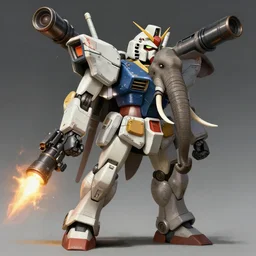 elephant as a gundam, with mounted flamethrower, sharp focus, 8 k illustration, highly detailed, digital painting, concept art by art by wlop and artgerm and ross tran