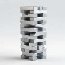 stacked block, various angles, like jenga, contemporary art, simple, silver steel, trending on behance, keyshot 1 1