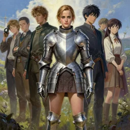 highly detailed painting of emma watson wearing a knight armor with exposed thighs, stephen bliss, 8 k, by greg rutkowski, loish, rhads, artgerm, ferdinand knab, makoto shinkai and lois van baarle, ilya kuvshinov, rossdraws, global illumination, radiant light, detailed and intricate environment