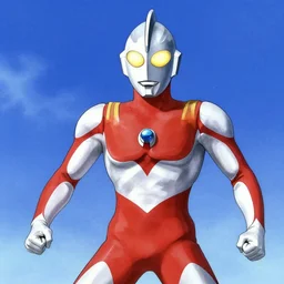 Ultraman in the style of Yoshitaka Amano
