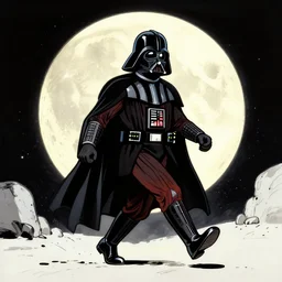 Darth Vader moonwalking in the style of Al Feldstein