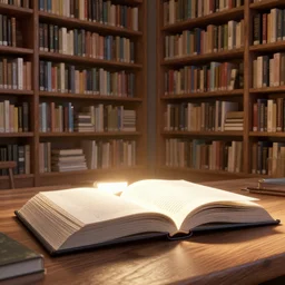 library, open book, volumetric light, trending on Artstation, octane render