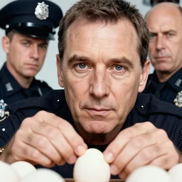 closeup portrait of police hatching from an egg, natural light, sharp, detailed face, magazine, press, photo. steve mccurry, david lazar, canon, nikon, focus