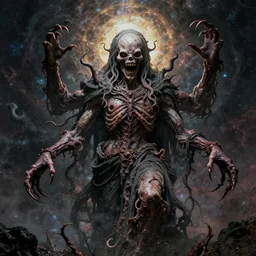 the transcendent being embodying chaos, photorealistic, detailed photography, divinity, awful, cosmic horror, religious art