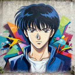 symmetry!! portrait of kaneda from akira, by sachin teng, organic, cables, matte painting, geometric shapes, hard edges! graffiti, street art