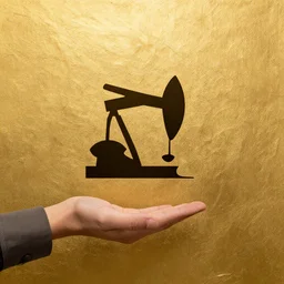 logo giving gold oil painting