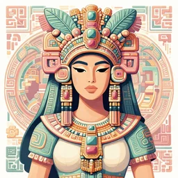 overdetailed maximalist illustration of a beautiful mayan empress by dracko velasco featuring paul lewin, in the style of subjekt zero. mimicing works of chris dyer. vectorgraphic illustration. 8 k 3 d shaded. polished. extremely ornated. intricate. pastel colors