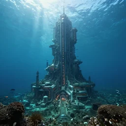underwater city in 2 1 3 3, sci - fi, spectacular lighting, 8 k, ultra realistic details