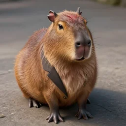 a high quality photo of an antropomorphic capybara wearing a suit, 3d scene, render, ultra realistic, zenith view, Greg Rutkowski, artstation, cgsociety, unreal engine