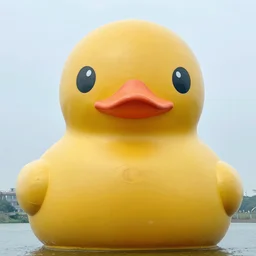 giant statue of a rubber ducky in the brutalist style