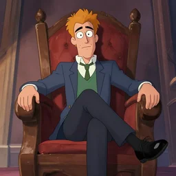 Murdoc Niccals lounging on a throne, Jamie Hewlett