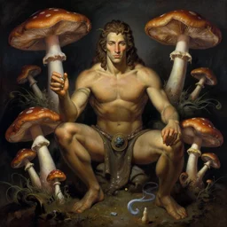 poseidon on prozac, psychedelic mushrooms shamanic dmt art, dark and muted colors, by frank frazetta, by frida kahlo, street art, dripping paint, spray paint, insanely detailed and intricate, hypermaximalist, elegant, ornate, hyper realistic, super detailed