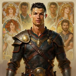 Cristiano Ronaldo Russian warrior, digital fantasy character, painted portrait, artstation, concept art, hard focus, illustrations, works by Artgerm and Greg Rutkowski, Alphonse Mucha and Craig Mullins, James Jean, Andrey Ryabovichev, Mark Simonetti and Peter Morbacher, 16k,