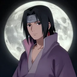 itachi, highly detailed, moon, digital painting, artstation, concept art, sharp focus, illustration, art by greg rutkowski and alphonse mucha