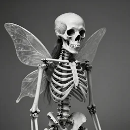 portrait of a bone fairy. beautiful, made of bones. skeleton. black - and - white photography, studio lighting,