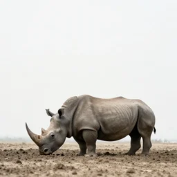 a rhino in mud, minimalism