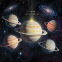A beautiful painting of five planets, shining its light by greg rutkowski and thomas kinkade, behind the galaxy and the universe, Trending on artstation