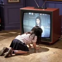 sadako crawling out of a tv on an episode of friends, screenshot