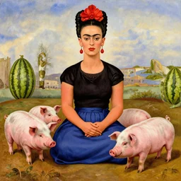 pigs and watermelons by frida kahlo