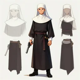 male nun with a gun, Character design
