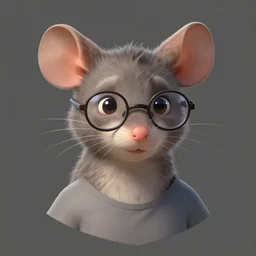 character design portrait of a cute anthropomorphic furry rat girl with rat ears, wearing glasses, grey shirt, looking at the camera, slight smile, 4 k, concept art, by wlop, ilya kuvshinov, artgerm, krenz cushart, pixiv.