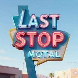 a neon sign for last stop motel in las vegas