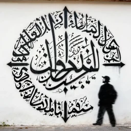 arabic calligraphy, transylvanian folk art, in the style of graffiti, made by jean michel basquiat, made by banksy