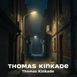 an alleyway, detailed illustration by thomas kinkade, cyberpunk, nighttime, streetlight