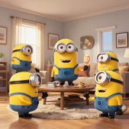 evil minions raiding an apartment